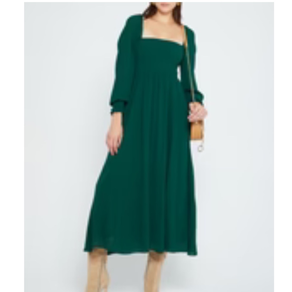 Classic Smocked Maxi Dress - Dark Green